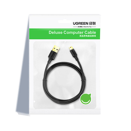 Ugreen 5-pinowy pozłacany  kabel USB - mini USB 0,5m czarny (US132)