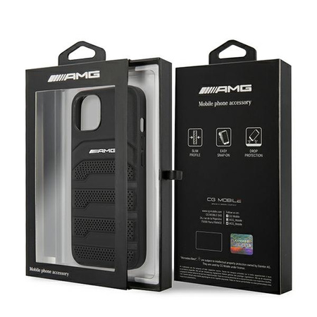 AMG AMHCP13SGSEBK iPhone 13 mini 5,4" czarny/black hardcase Leather Debossed Lines