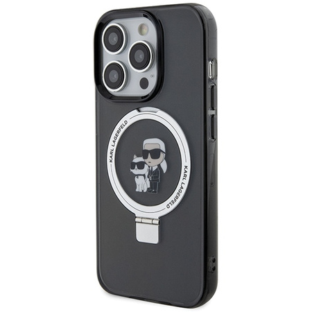 Karl Lagerfeld KLHMP13LHMRSKCK iPhone 13 Pro 6.1&quot; black/black hardcase Ring Stand Karl&amp;Choupette MagSafe