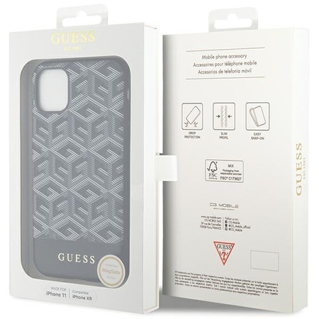 Guess GUHMN61HGCFSEK iPhone 11 / Xr 6,1" schwarz/schwarzes Hardcase GCube Stripes MagSafe