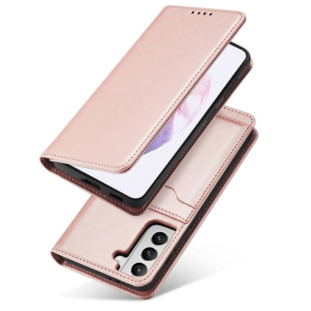 Magnet Card Case for Samsung Galaxy S22 + (S22 Plus) Pouch Wallet Card Holder Pink