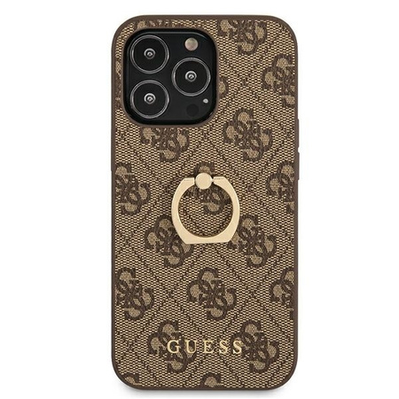 Guess GUHCP13L4GMRBR iPhone 13 Pro 6,1" brązowy/brown hardcase 4G with ring stand