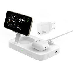 4smarts Ład. indukcyjna Trident 2w1 + USB-C + ładowarka sieciowa 30W biała/white 540998