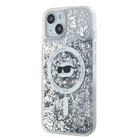 Karl Lagerfeld KLHMP15SLGCHSGH iPhone 15 / 14 / 13 6.1" hardcase transparent Liquid Glitter Choupette Head Magsafe