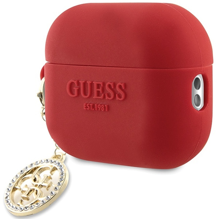 Guess GUAP23DSLGHDF AirPods Pro 2-Abdeckung roter 3D-Gummi-4G-Diamant-Charm