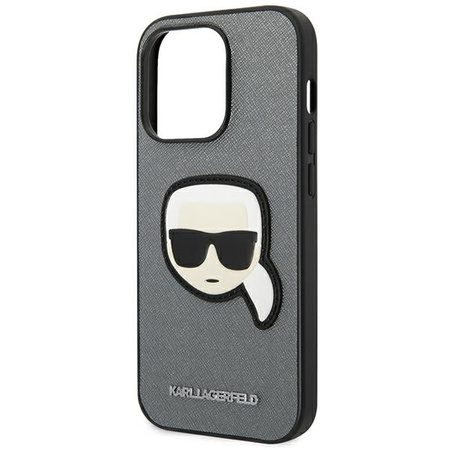 Karl Lagerfeld Saffiano Karl Head Patch Case – Etui iPhone 14 Pro Max (srebrny)