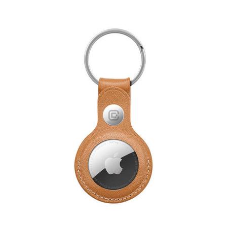 Crong Leather Case with Key Ring – Skórzany brelok do Apple AirTag (brązowy)