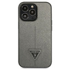 Original Handyhülle IPHONE 14 PRO Guess Hardcase Saffianotriangle Logo (GUHCP14LPSATLG) silber