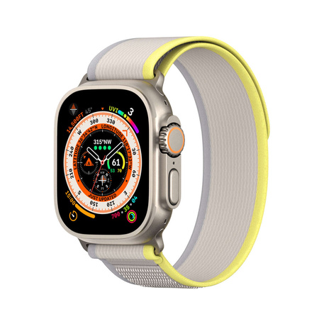 Sportowy pasek na rzepy do Apple Watch Ultra / 8 / 7 / 6 / SE / 5 / 4 / 3 / 2 / 1 (42, 44, 45, 49 mm) Dux Ducis Strap YJ Version - żółto-beżowy