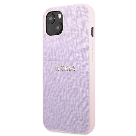 Original Case IPHONE 13 MINI Guess Saffiano Hot Stamp & Metal Logo (GUHCP13SPSASBPU) purple