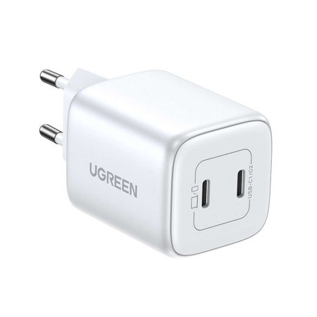 Szybka ładowarka GaN 2 x USB-C 45W QC PD Ugreen CD294 - biała