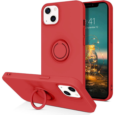 Etui IPHONE 13 MINI Silikonowe Ring Pierścień Magnetyczny Silicone Ring czerwone