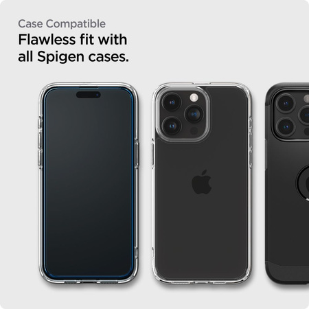 GEHÄRTETES GLAS Spigen ALM GLASS FC 2ER-PACK IPHONE 15 PRO MAX SCHWARZ