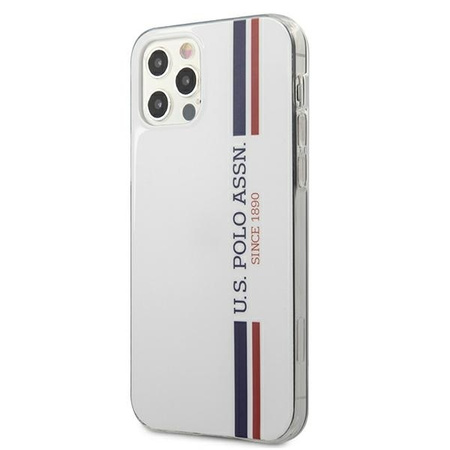 US Polo Assn Shiny Tricolor Stripes - Etui iPhone 12 Pro Max (biały)