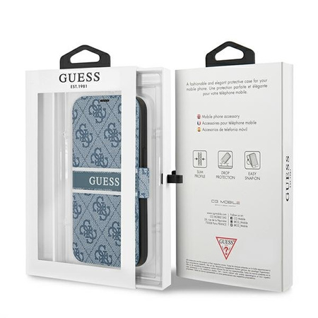 Guess etui do iPhone 13 Mini 5,4&quot; GUBKP13S4GDBL niebieski book case 4G Stripe