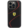 Ferrari Twist Metal Logo Hülle für iPhone 15 Pro – Schwarz