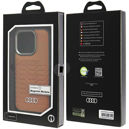 Audi Synthetic Leather MagSafe iPhone 15 Pro 6.1" brązowy/brown hardcase AU-TPUPCMIP15P-GT/D3-BN