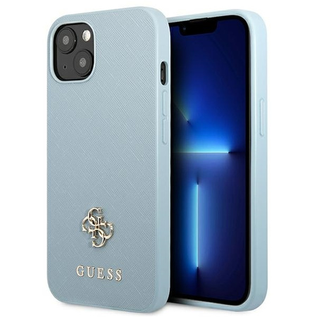 Original Case IPHONE 13 Guess Hardcase Saffiano 4G Small Metal Logo (GUHCP13MPS4MB) blue