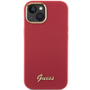 Guess Silicone Script Metal Logo &amp; Frame case for iPhone 15 - red