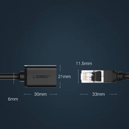 Ugreen przedłużacz kabel internetowy Ethernet RJ45 Cat 6 FTP 1000 Mbps 0,5 m czarny (NW112 11278)