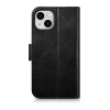 iCarer Oil Wax Wallet Case 2in1 Cover iPhone 14 Plus Anti-RFID Leder Flip Case Schwarz (WMI14220723-BK)