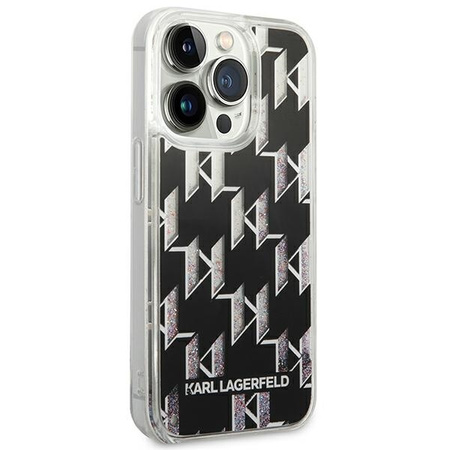 Original Case IPHONE 14 PRO MAX Karl Lagerfeld Hardcase Liquid Glitter Monogram (KLHCP14XLMNMK) black