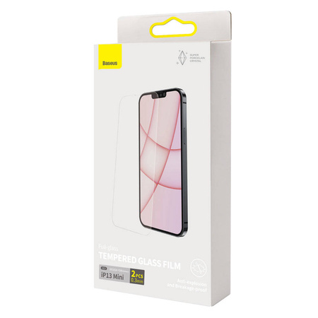 Baseus 0,3mm Tempered Glass 2x szkło hartowane do iPhone 13 mini przezroczysty (SGBL020002)