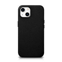 iCarer Litchi Premium Leather Case iPhone 14 Magnetic Leather Case with MagSafe Black (WMI14220709-BK)