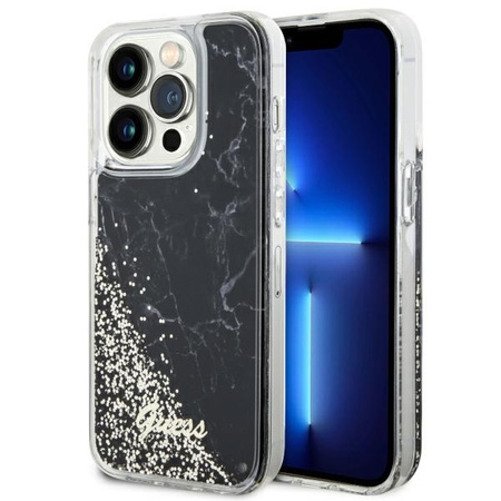 Guess GUHCP14LLCSGSGK iPhone 14 Pro 6,1" schwarz/schwarzes Hardcase Liquid Glitter Marble