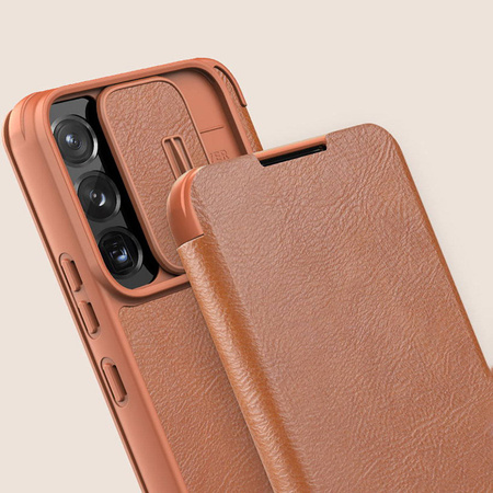 Nillkin Qin Leather Pro Case Hülle für Samsung Galaxy S22+ (S22 Plus) Kameraschutz Holster Cover Flip Cover Braun