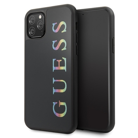 Guess Double Layer Glitter Case Logo Multicolor - Etui iPhone 11 Pro (Black/Multicolor)