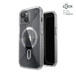 Speck Presidio Lux Grip ClickLock & Magsafe - Etui iPhone 15 / iPhone 14 / iPhone 13 (Clear / Platinium Glitter / Chrome Finish / Serene Silver)