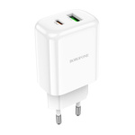 Borofone Ładowarka sieciowa BN4 Potential - USB + Typ C - QC 3.0 PD 2.0 20W biała