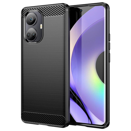 Carbon Case etui do Realme 10 Pro elastyczny silikonowy karbonowy pokrowiec czarne