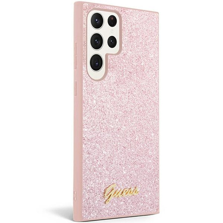 Guess Glitter Script case for Samsung Galaxy S24 Ultra - pink