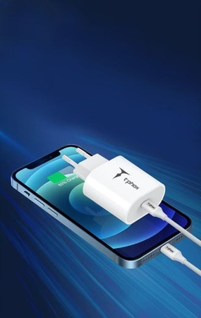 ŁAD SIEC T-PHOX ISPEED 20W + KABEL USB-C/USB-C WHITE