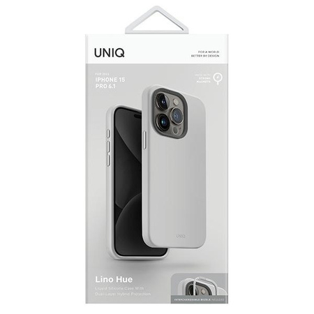 Case APPLE IPHONE 15 PRO UNIQ Lino Hue Magclick Charging jasnoszare