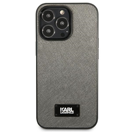 Original Case IPHONE 13 PRO MAX Karl Lagerfeld Hardcase Saffiano Plaque (KLHCP13XSFMP2DG) silver