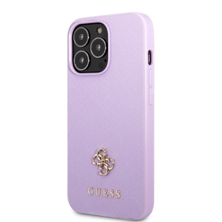 Original Case IPHONE 13 PRO MAX Guess Hardcase Saffiano 4G Small Metal Logo purple