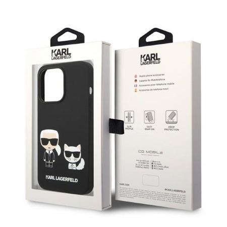 Karl Lagerfeld KLHMP14LSSKCK iPhone 14 Pro 6.1&quot; Hardcase schwarz / schwarz Liquid Silicone Karl &amp; Choupette Magsafe