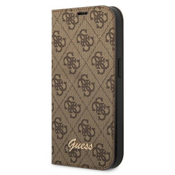 Guess 4G Metal Camera Outline Booktype Case - Etui iPhone 14 (brązowy)