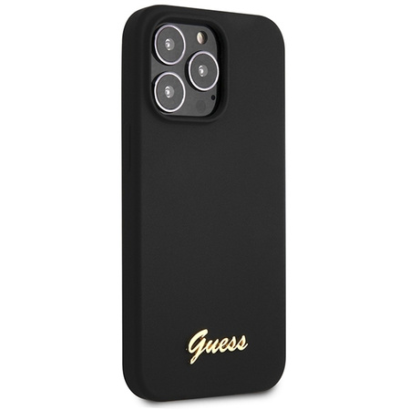 Guess GUHCP13XLSLMGBK iPhone 13 Pro Max 6.7" black/black hardcase Silicone Script Gold Logo