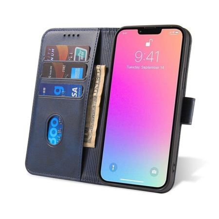 Magnet Case elegant bookcase type case with kickstand for iPhone 13 Pro Max blue