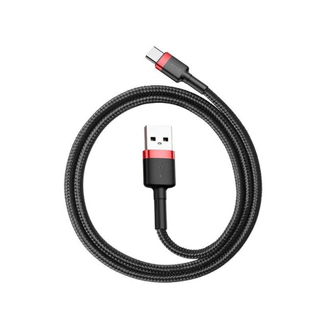 Baseus Cafule Cable wytrzymały nylonowy kabel przewód USB / USB-C QC3.0 2A 3M czarno-czerwony (CATKLF-U91)