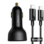 ŁAD SAM BASEUS SUPERME 1xUSB, 1xUSB-C 100W + KABEL USB-C 1M CZARNY/BLACK