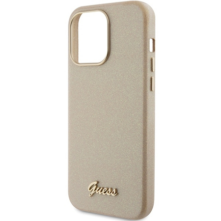 Guess Glitter Glossy Script case for iPhone 15 Pro - gold