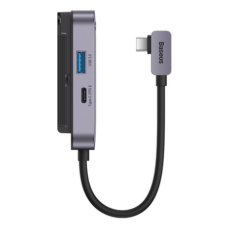 Hub 6in1 Baseus PadJoy Series USB-C do USB 3.0 + HDMI + USB-C PD + jack 3.5mm + SD/TF (szary)