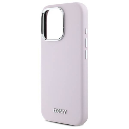 Oryginalne Etui IPHONE 16 PRO MAX DKNY Hardcase Liquid Silicone Small Metal Logo MagSafe (DKHMP16XSMCHLP) różowe