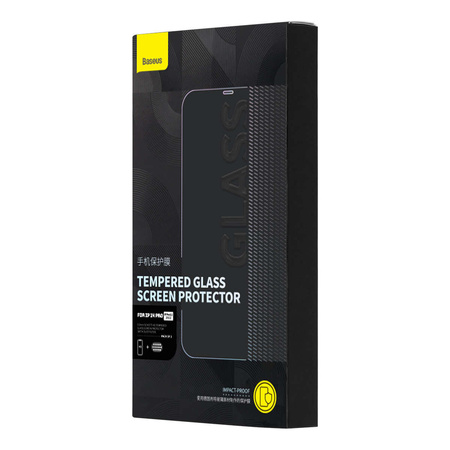 Baseus Set of 2x Tempered Glass for iPhone 14 Pro Full Screen with Speaker Cover 0.3mm + Mounting Frame