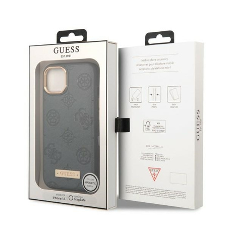 Guess Peony Logo Plate MagSafe - Etui iPhone 13 (szary)